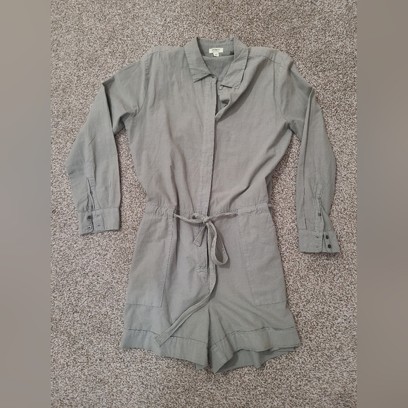 Dylan Brand Military Safari Inspired Button Up Tie Collared Romper Jumpsuit - Picture 3 of 5